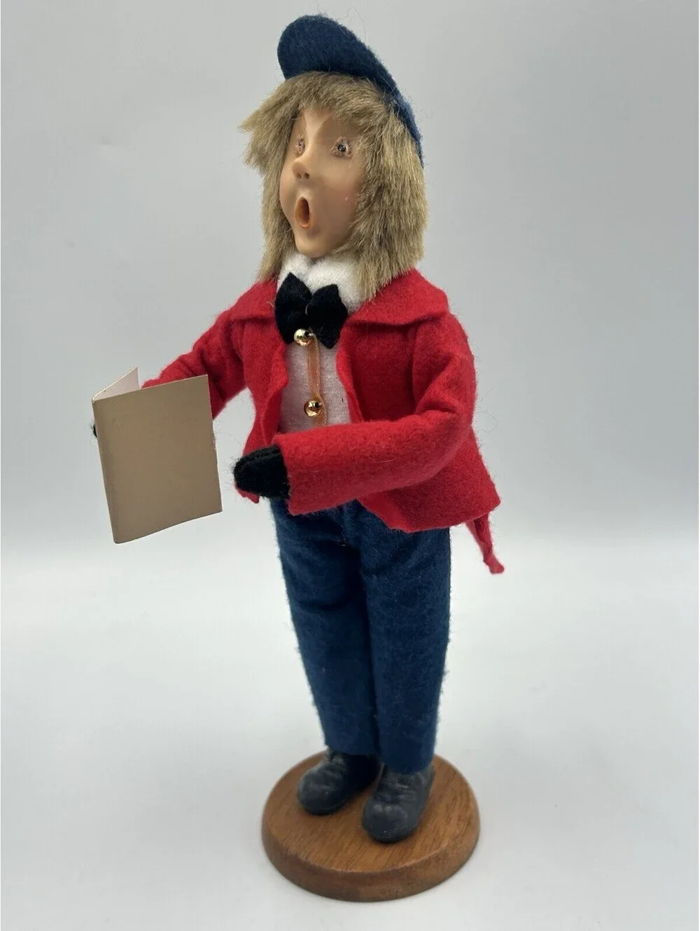 Vintage Christmas Caroler Figurine Byers Choice Look Alike Red Coat Holiday